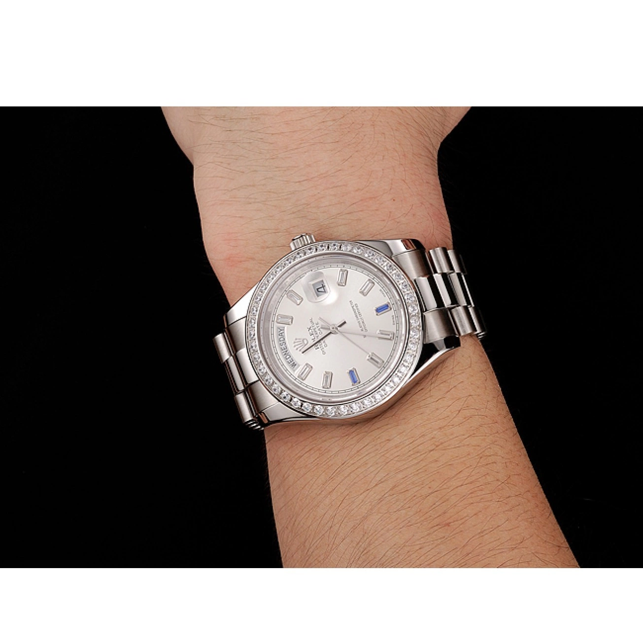 Aaa replica watch Swiss Bezel Day-Date 1454109 Diamonds Rolex Bracelet Steel Staineless 0822